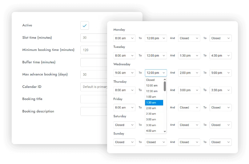 Google Calendar settings